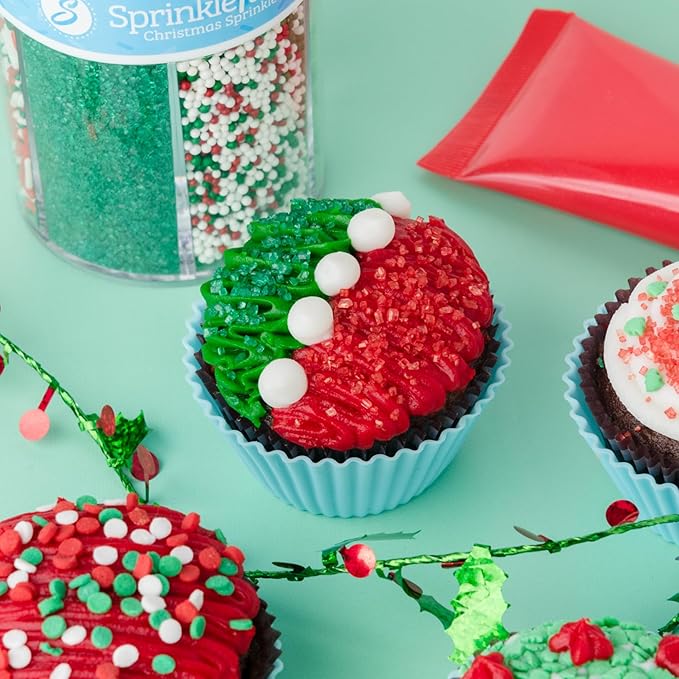 Sweets Indeed Sprinkles 6 Cell Edible Sprinkle Mix Jimmies Perfect for Cake Decorations Baking Ice Cream Cookies Cupcake Topper (Holiday)