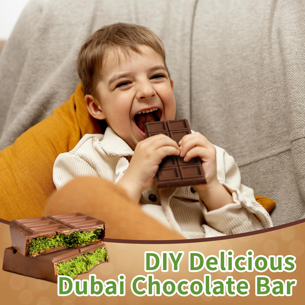 ROMINVIC Dubai Chocolate Mold 2 Pack,0.79 Inch Deep Large and Thick Silicone Chocolate Bar Molds and scraper for Stuffed Bar,Big Chocolate Candy Bar Mold for Filling Knafeh Pistachio Kit
