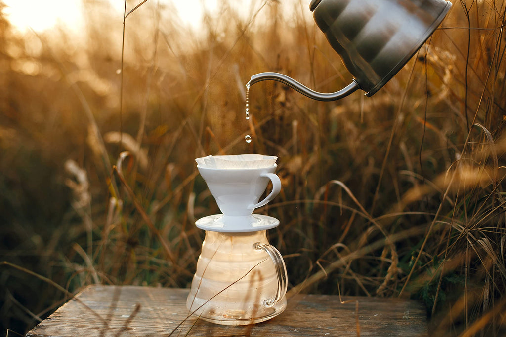 Kajava Mama Pour Over Coffee Dripper - Ceramic Slow Brewing Accessories for Home, Cafe, Restaurants - Easy Manual Brew Maker Gift - Strong Flavor Brewer - V02 Paper Cone Filters - White, 2 Cup