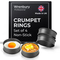 Wrenbury Crumpet Rings Nonstick 3.5 inch - English Muffin Rings - Set of 6 Food Ring Molds for Cooking – Metal Baking Egg Ring Set - Made in England