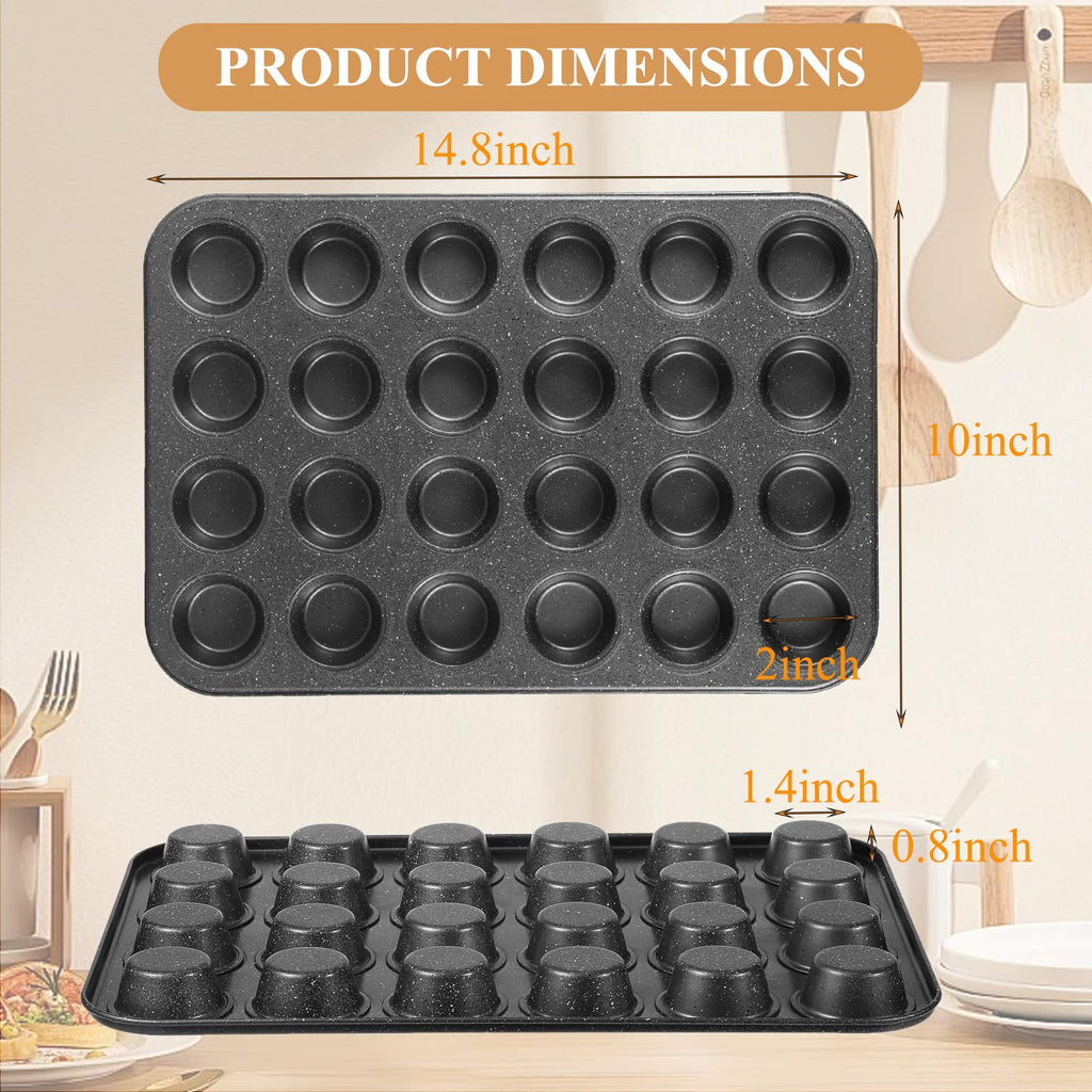 Walooza Muffin Cupcake Pan, Mini Muffin Tins Nonstick 24, Muffin Top Pan and Mini Cheesecake pans, Toast Oven Baking Supplies Non Stick Cake Pans Muffin Tray