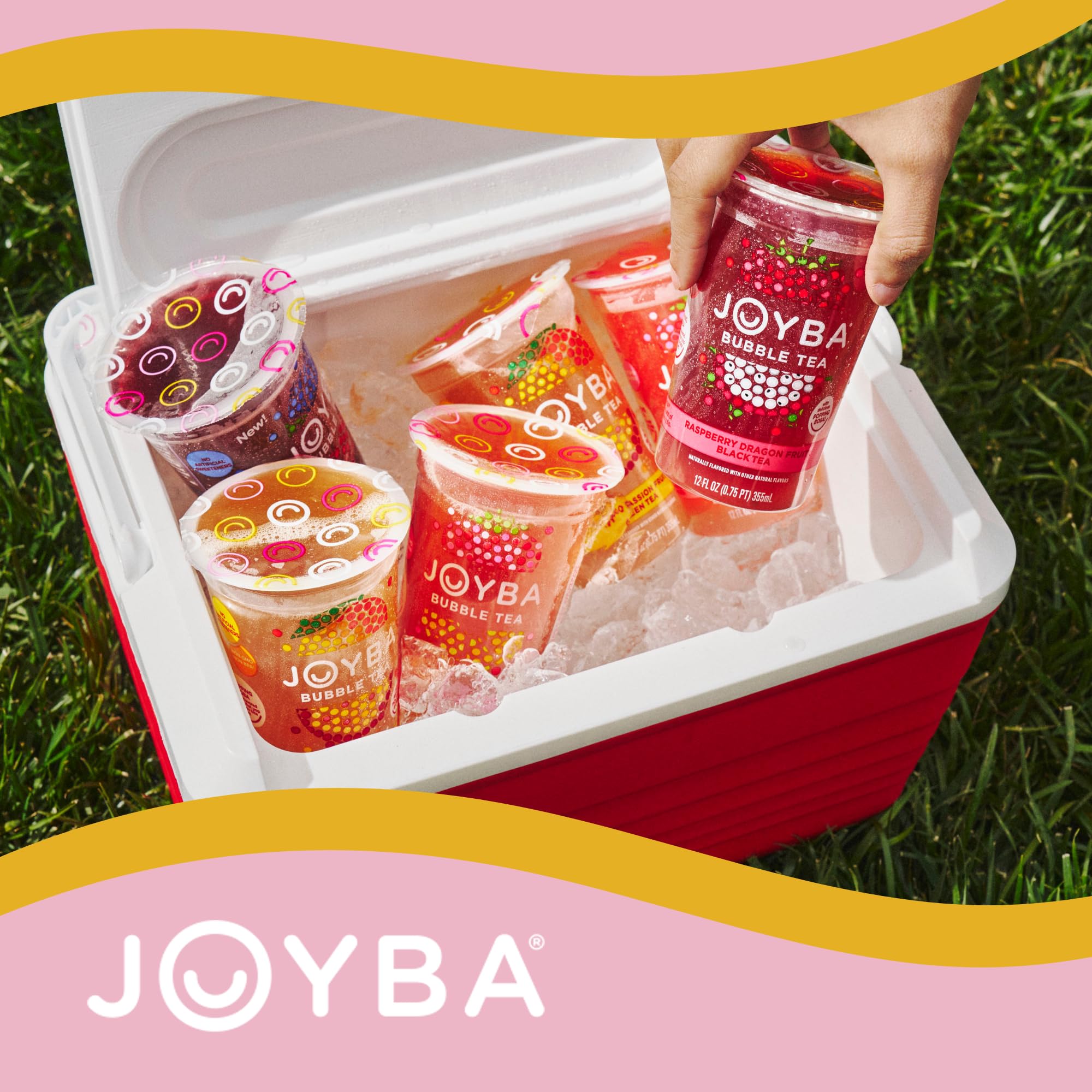 Joyba Bubble Tea Strawberry Lemonade Green Tea, 4 Pack, 12 fl. oz. Cups