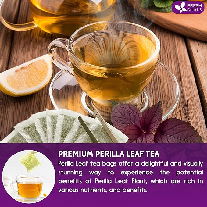 FreshDrinkUS, Premium Perilla Leaf Tea – 40 Tea Bags | 100% Pure Perilla Leaves | Caffeine-Free, Non-GMO, Natural Packaging | Herbal Tea Bags for Daily Enjoyment. Gluten-Free. Sugar-Free. Vegan