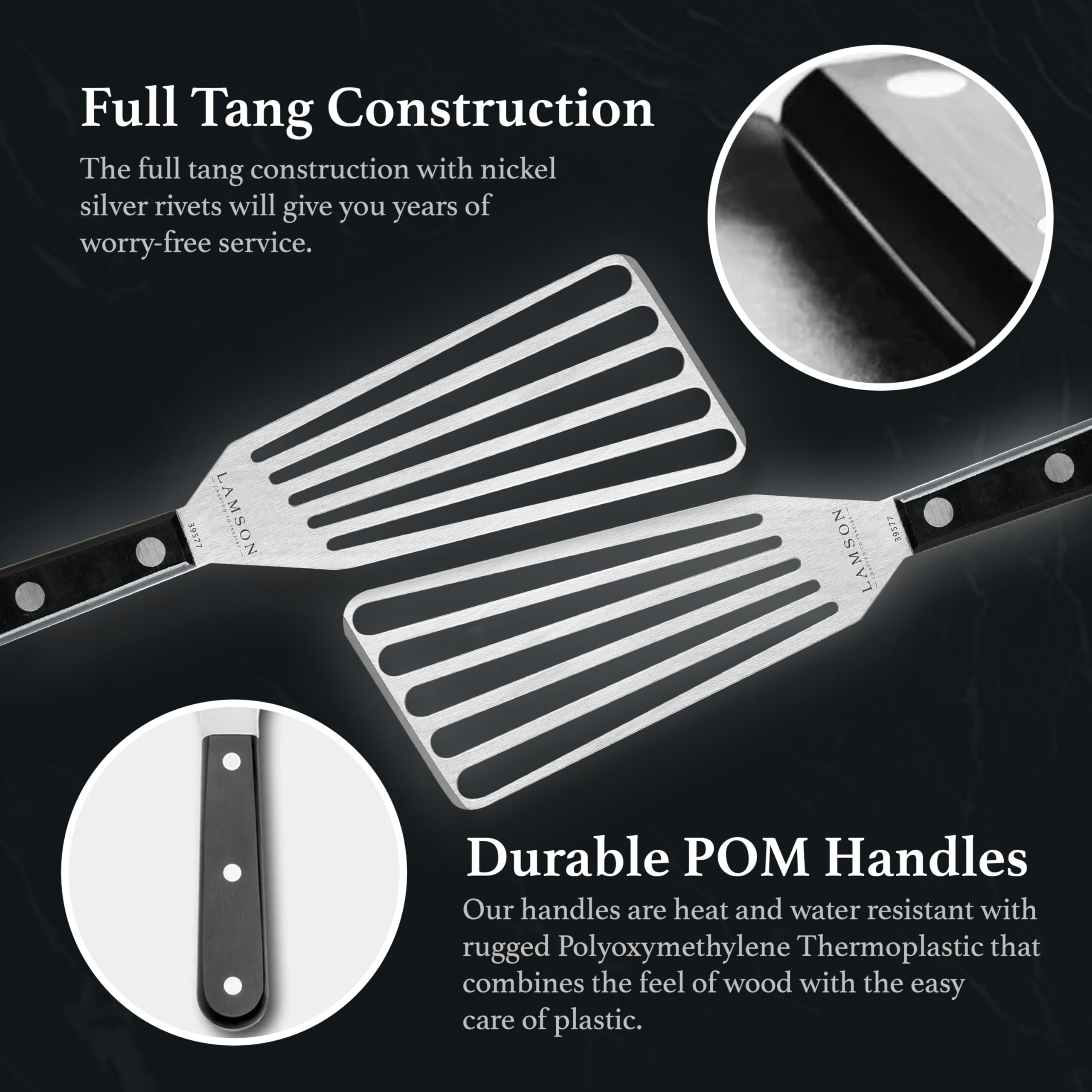 Lamson Fish Spatula, Slotted Metal Turner, 3 x 6 In, Right Hand