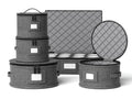 China Storage Containers Hard Shell Box for Moving Dishes, Plate, Wine and Glasses, Dinnerware, Mugs, Saucers Quilted Organizer Dividers for Packing Fine China Storage Containers 5Piece Grey