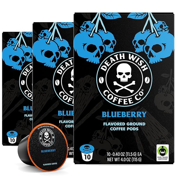 Death Wish Coffee Valhalla Java Single Serve Pods - Extra Kick of Caffeine - Medium Roast Coffee Pods - Made with USDA Certified Organic Fair Trade Arabica and Robusta Beans 10 Count (pack of 1)