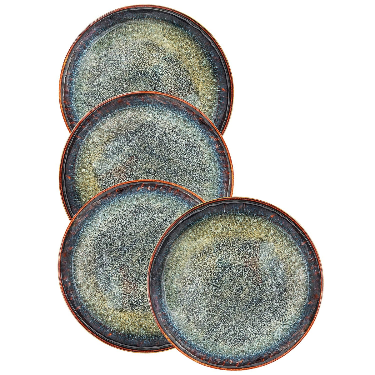 jinsongdafa Ceramic Dinner Plates Dish Set, Set of 4, Microwave Oven and Dishwasher Safe, Scratch Resistant, Dinnerware Kitchen Porcelain Serving Dishes 9 inch Square plate