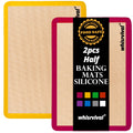 whisrvival Silicone Baking Mat, 2 colors Half Sheet(16.5"x11.6") Non-Stick Baking Mat, Food Safe Silicone Mats for Baking Cookies, Macarons, Vegetables, 480℉ Heat Resistant (Deep Raspberry & Amber)