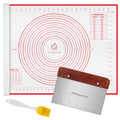SiliQueen Silicone Pastry Baking Mat with Measurements Extra a Brush and a Dough Scraper- 27.5” x 20” Heat Resistant, BPA Free, Non-Stick Non-Slip Pastry Mat for Rolling Dough, Easy to Clean, Red