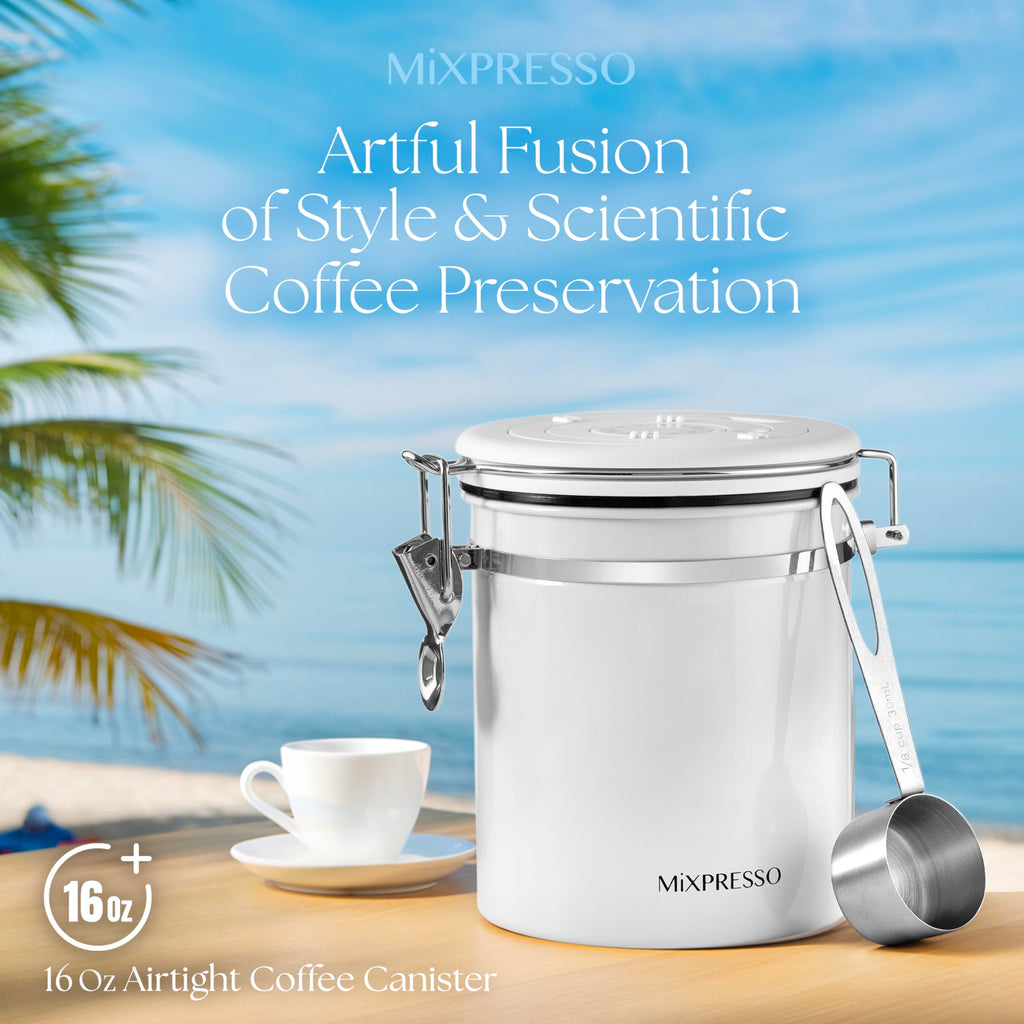 Mixpresso Coffee Canister, Airtight Coffee Bean Storage Container 16oz