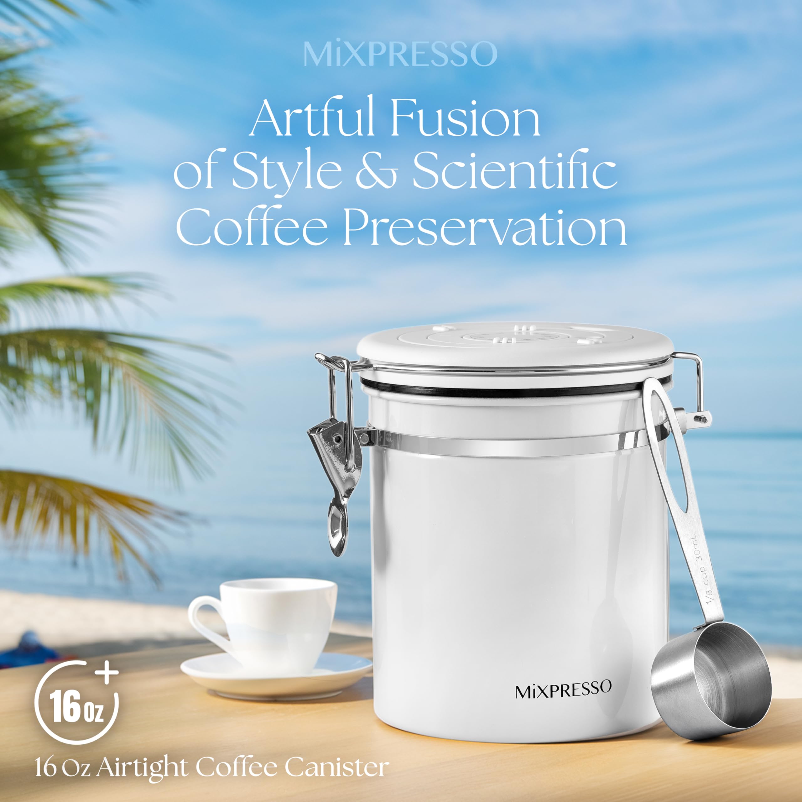 Mixpresso Coffee Canister, Airtight Coffee Bean Storage Container 16oz