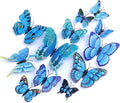 Butterfly Wall Decor 24/48 PCS, 3D Butterflies Stickers for Party Decorations with Magnets(Blue, 48)