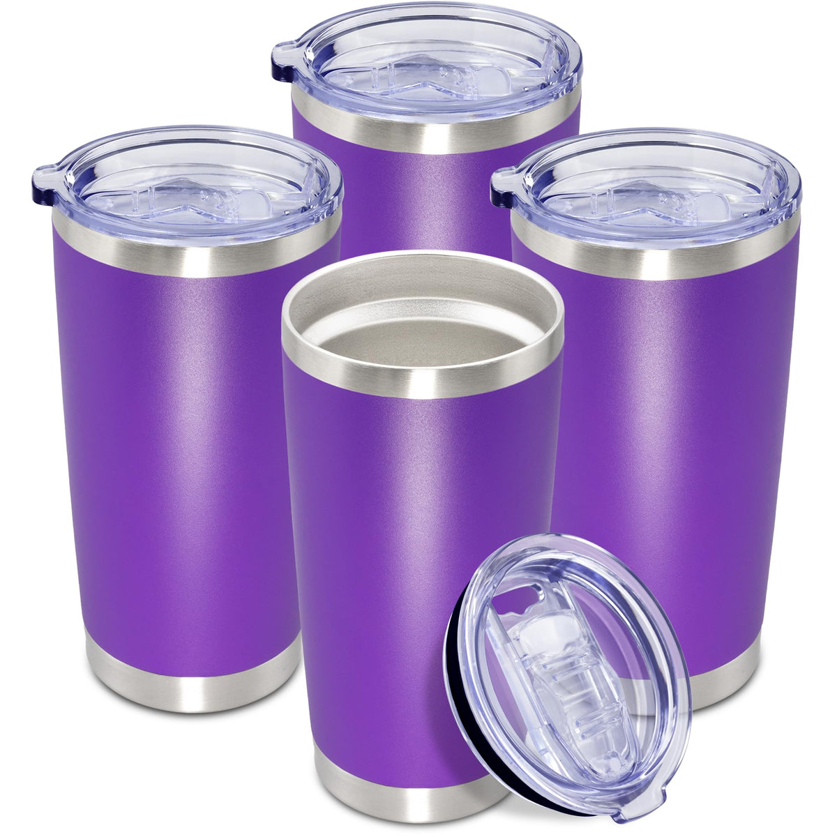 20oz Tumbler Insulated Coffee Tumblers with Lid Stainless Steel Black 8P