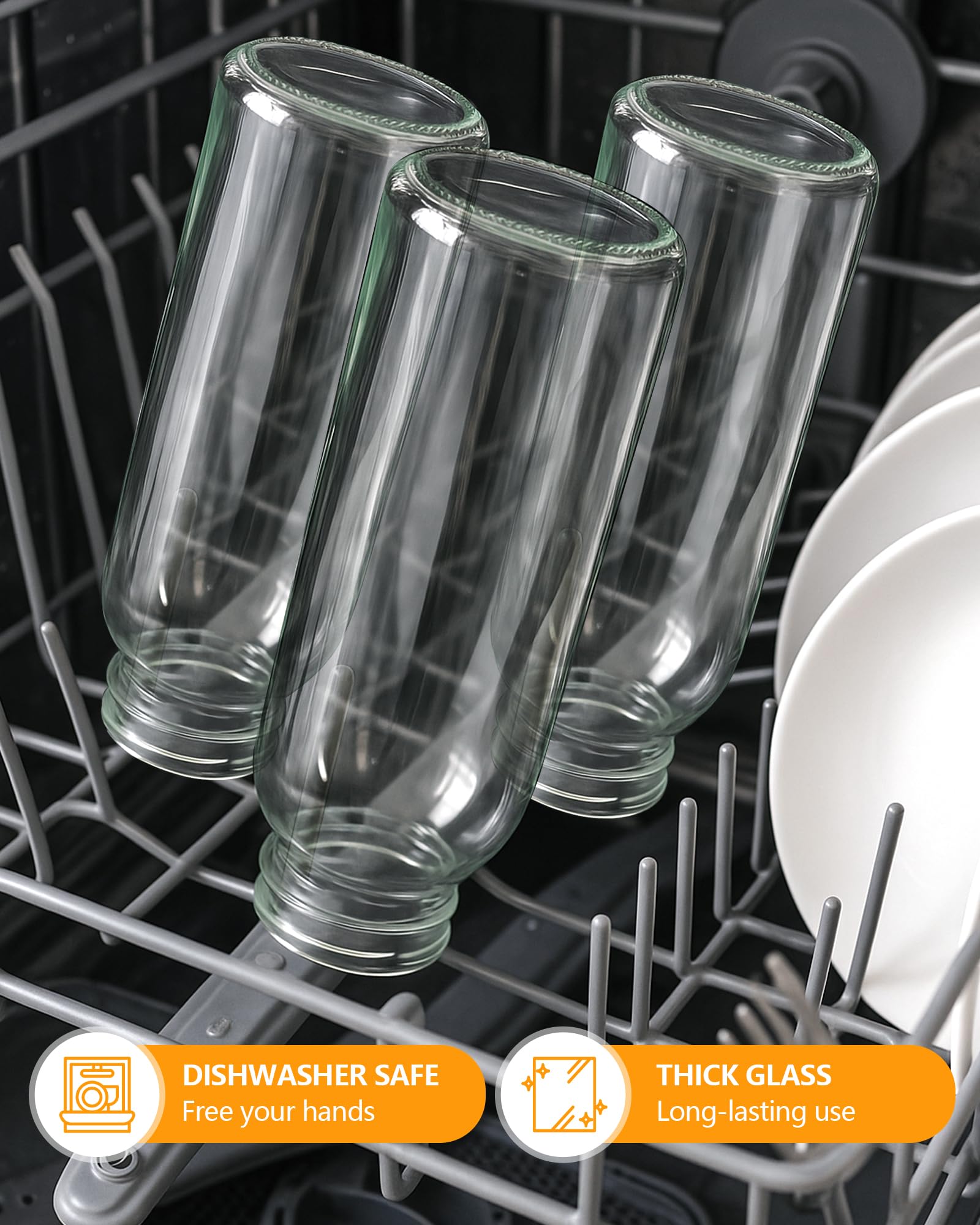 Zukro 10.5 oz Glass Juice Bottles with Stainless Steel Lids, Leak Proof