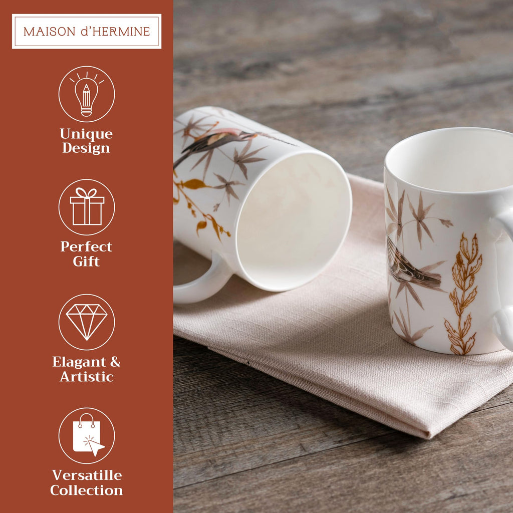 Maison d' Hermine Coffee Mug with Handles Tea Cups (15 Ounce, Pack of 2)