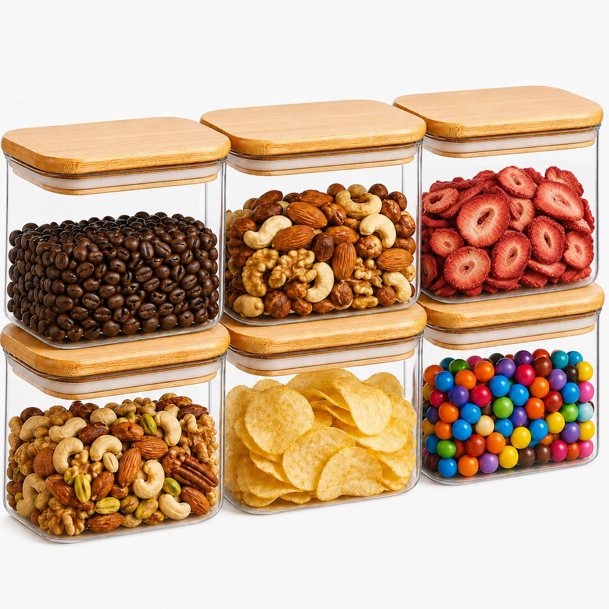 ComSaf Glass Storage Containers with Lids 1.2 Qt, Set of 4 Food Storage Jar