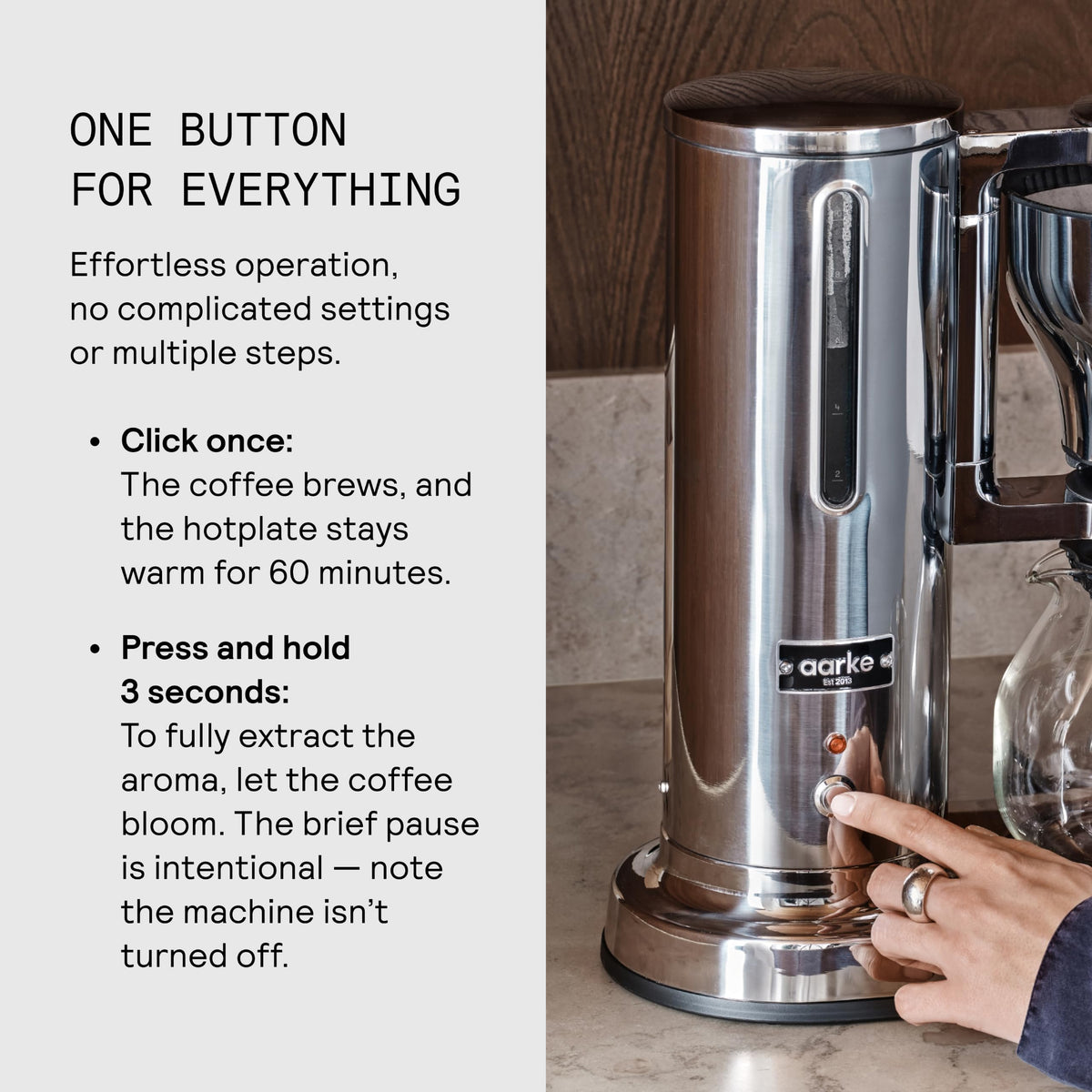 aarke Drip Coffee Maker with 42oz Glass Carafe, Stainless Steel