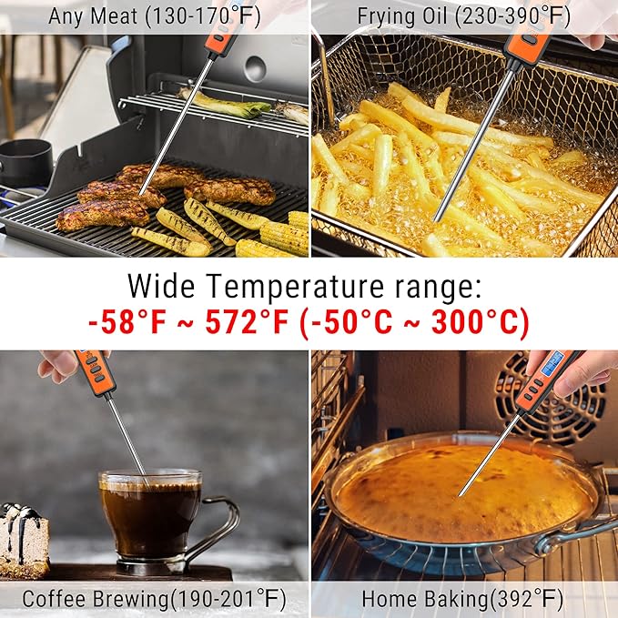 ThermoPro TP01A Instant Read Meat Thermometer with Long Probe Digital Food Cooking Thermometer for Grilling BBQ Smoker Grill Kitchen Oil Candy Thermometer