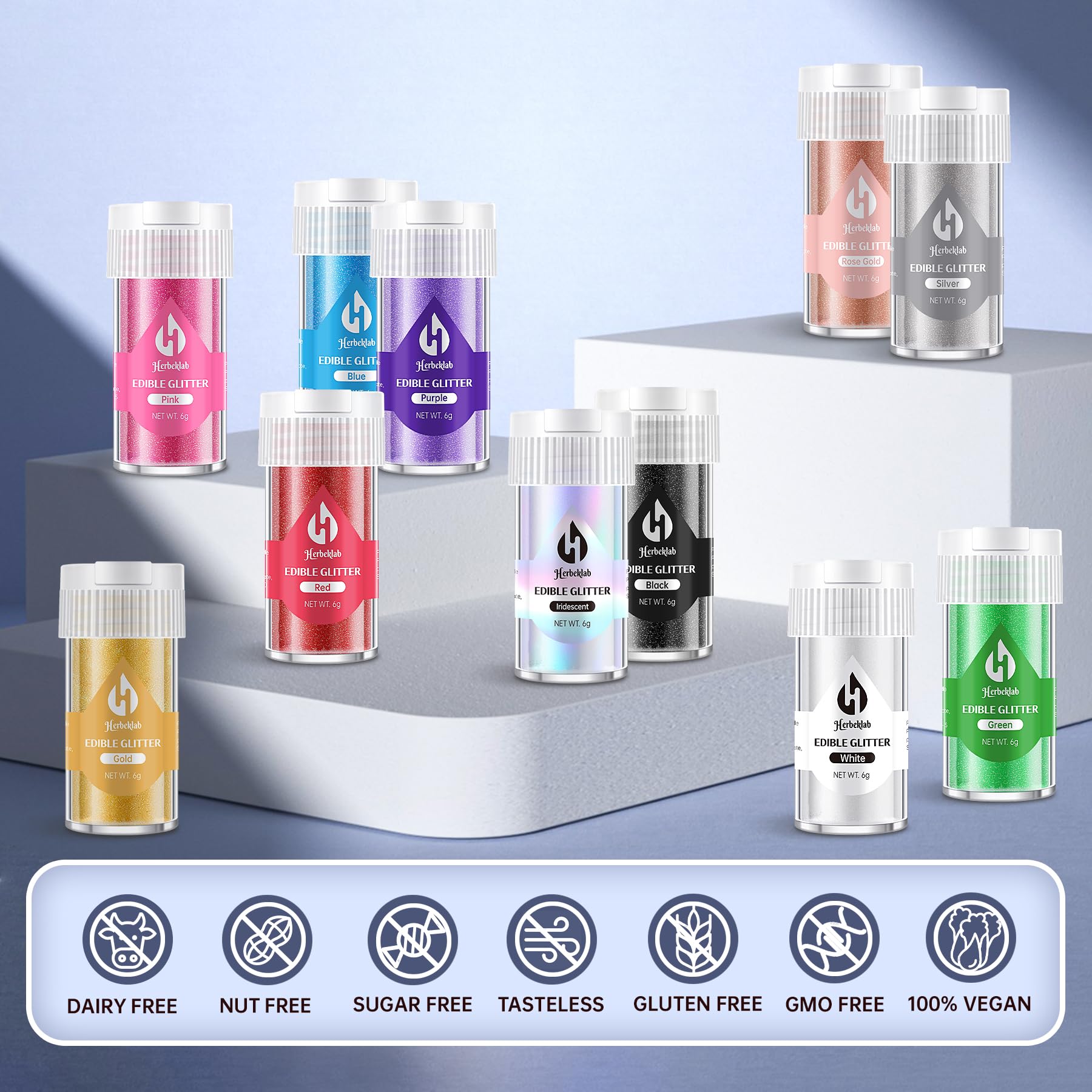 Blue Edible Glitter – 6g Luster Dust Drink Glitter, Food Grade Shimmer Powder for Cocktails, Cakes, Beverages, Chocolate & Candy