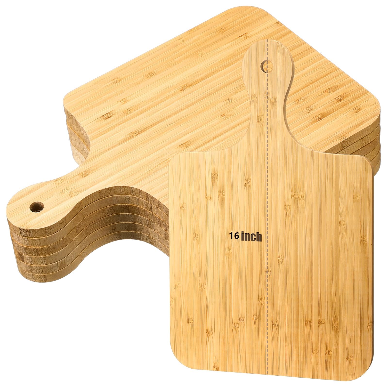 Lounsweer 6 Pcs Thicken Cutting Board Bulk Wood Board for Chopping Serving Charcuterie Material for Laser Engraving Mother' Day Wedding Housewarming Gift(Bamboo,16 x 10 Inches)