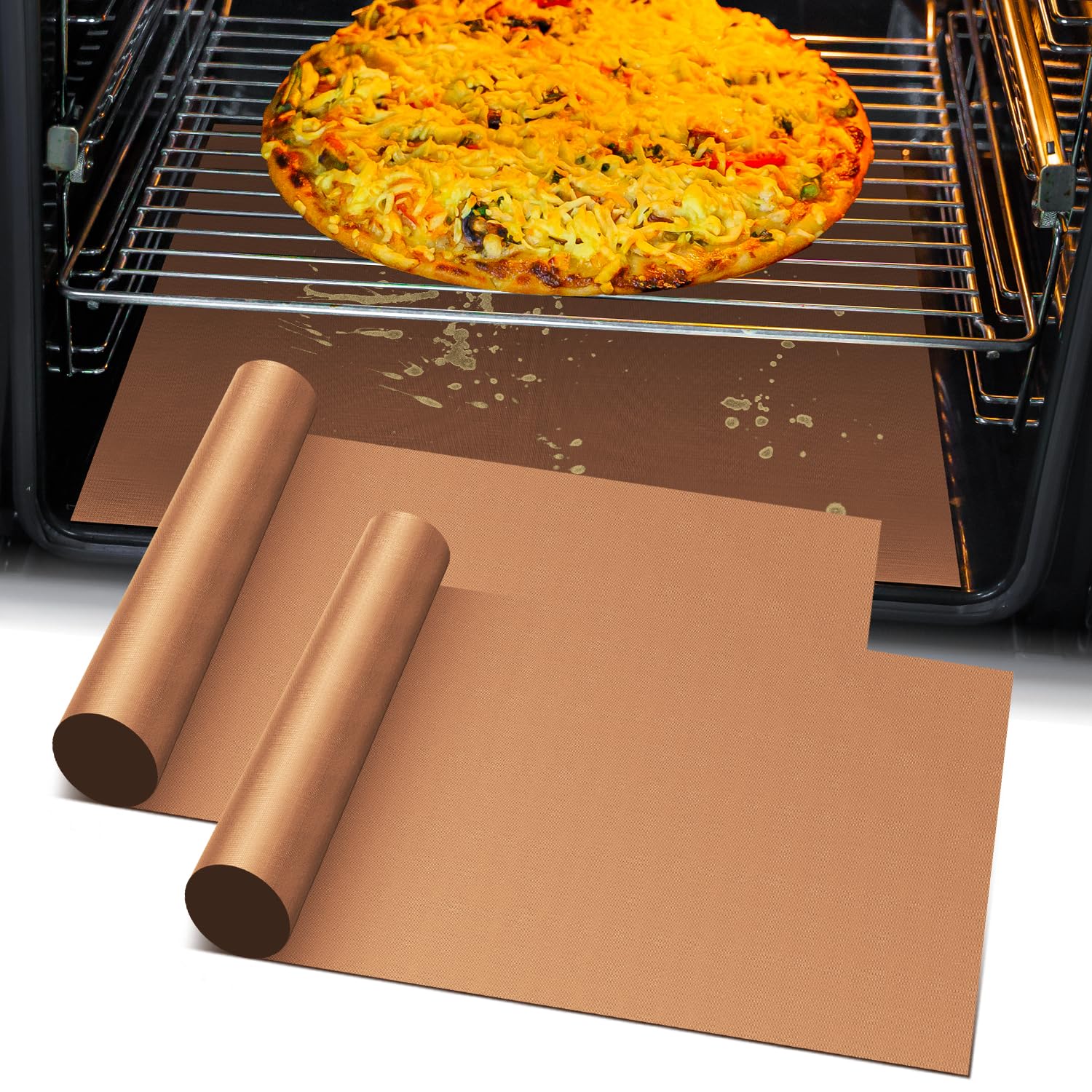 Oven Liners for Bottom of Oven -2Pack Large Heavy Duty Oven Mat, Toaster Gas Stove Oven Liner,Oven Covers for Electric Stove,Grill Mat - BPA & PFOA Free Kitchen Accessory to Keep Oven Clean