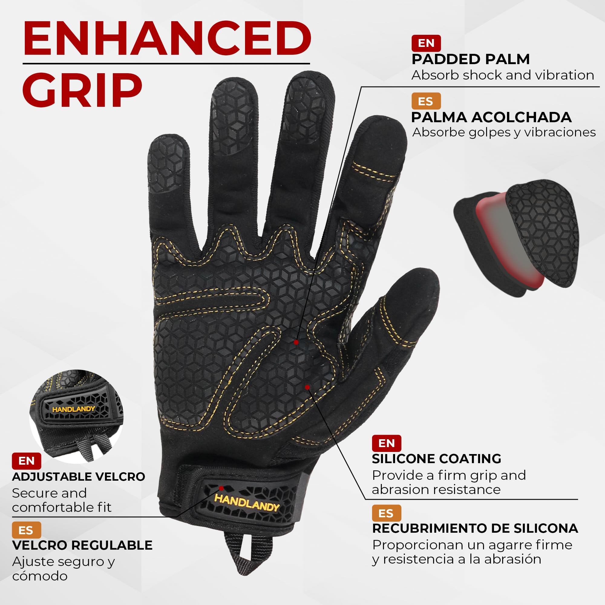 HANDLANDY Work Gloves for Men & Women, Utility Mechanic Working Gloves Touch Screen with Grip, Impact Tactical Gloves for Outdoor Activity (X-Large, 1 Pair)