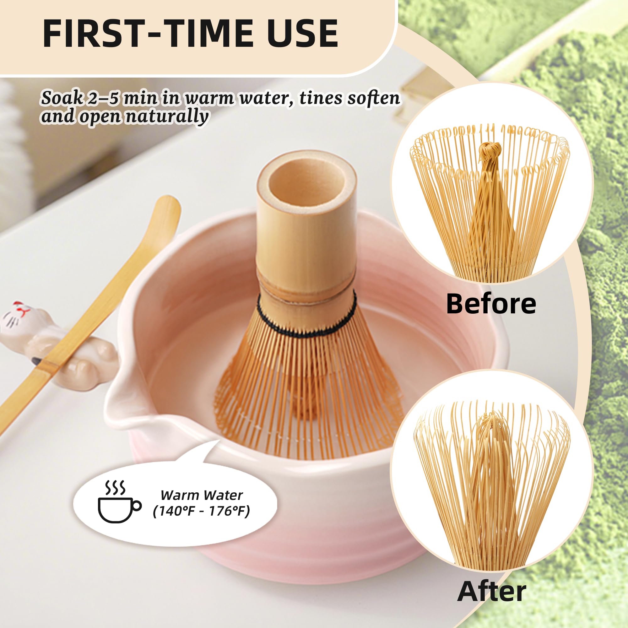 ECOLEMON 2-Pack Handcrafted Matcha Whisk, Bamboo Whisk for Matcha Tea, Natural Bamboo Chasen, 100-Prong Chasen, Macha Whisks Brush Match Accessories Wisk Mixer Whisker for Making Ceremonial Macha Tea