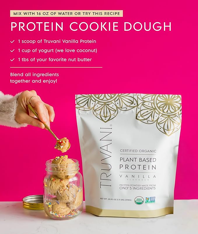 Truvani Vegan Pea Protein Powder | Vanilla | 20g Organic Plant Based Protein | 10 Servings | Keto | Gluten & Dairy Free | Low Carb | No Added Sugar