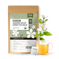Fescha Organic Decaf Jasmine Green Tea Bags Flower-scented Tea (100-count), Eco-Conscious Tea Bags, Packed by Resealable Kraft Bag