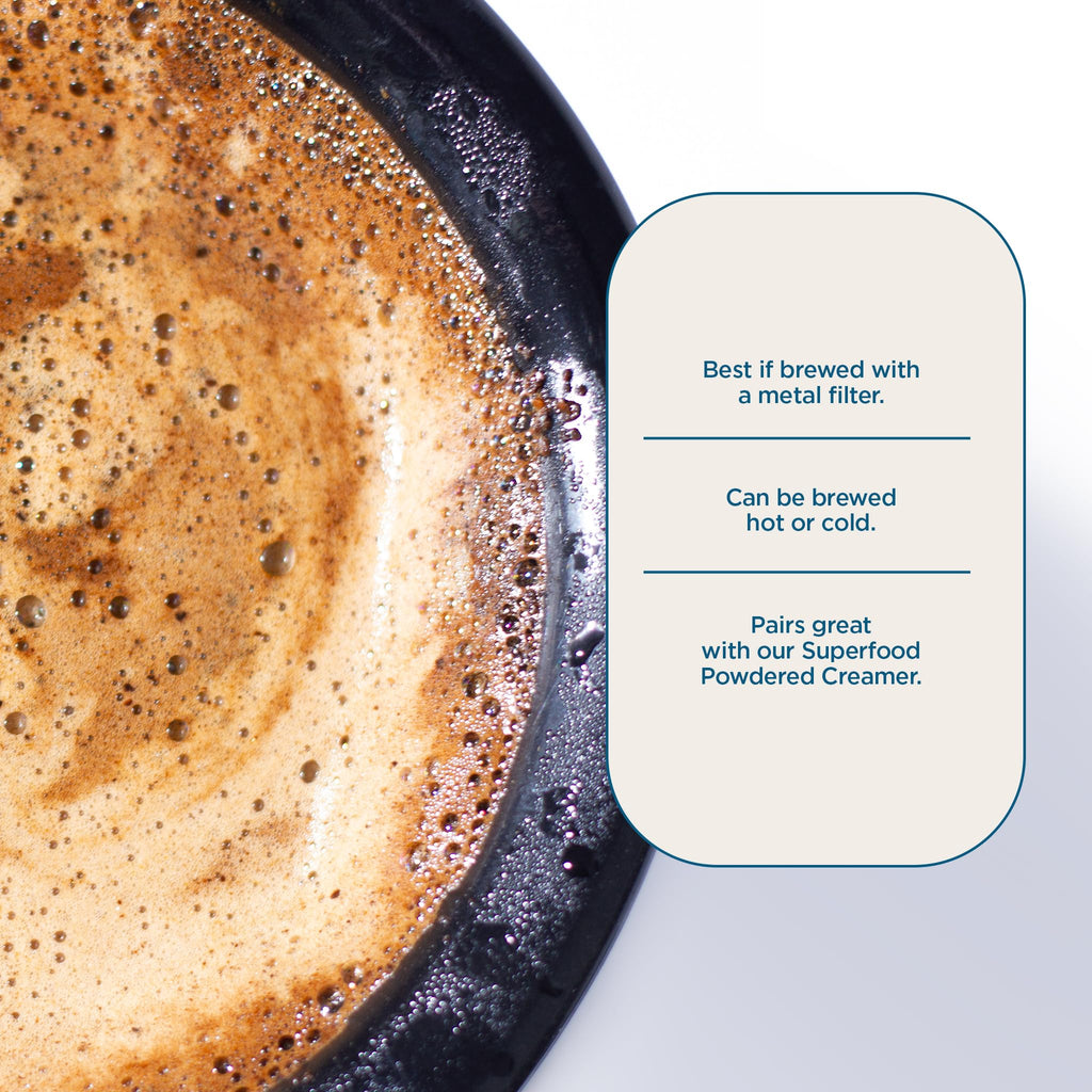 Laird Superfood Peruvian Dark Roast Coffee with Functional Mushrooms, Certified Organic Peruvian Ground Coffee Beans, Gluten-Free, Dairy-Free, Non-GMO, Paleo, Keto Friendly, 12 oz. Bag