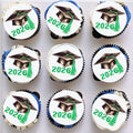 Gyufise 48Pcs Edible 2026 Graduation Cap Cupcake Toppers Wafer Paper Class of 2026 Grad Cap Cupcake Picks for 2026 Graduation Theme Party Cake Decorations Supplies Red
