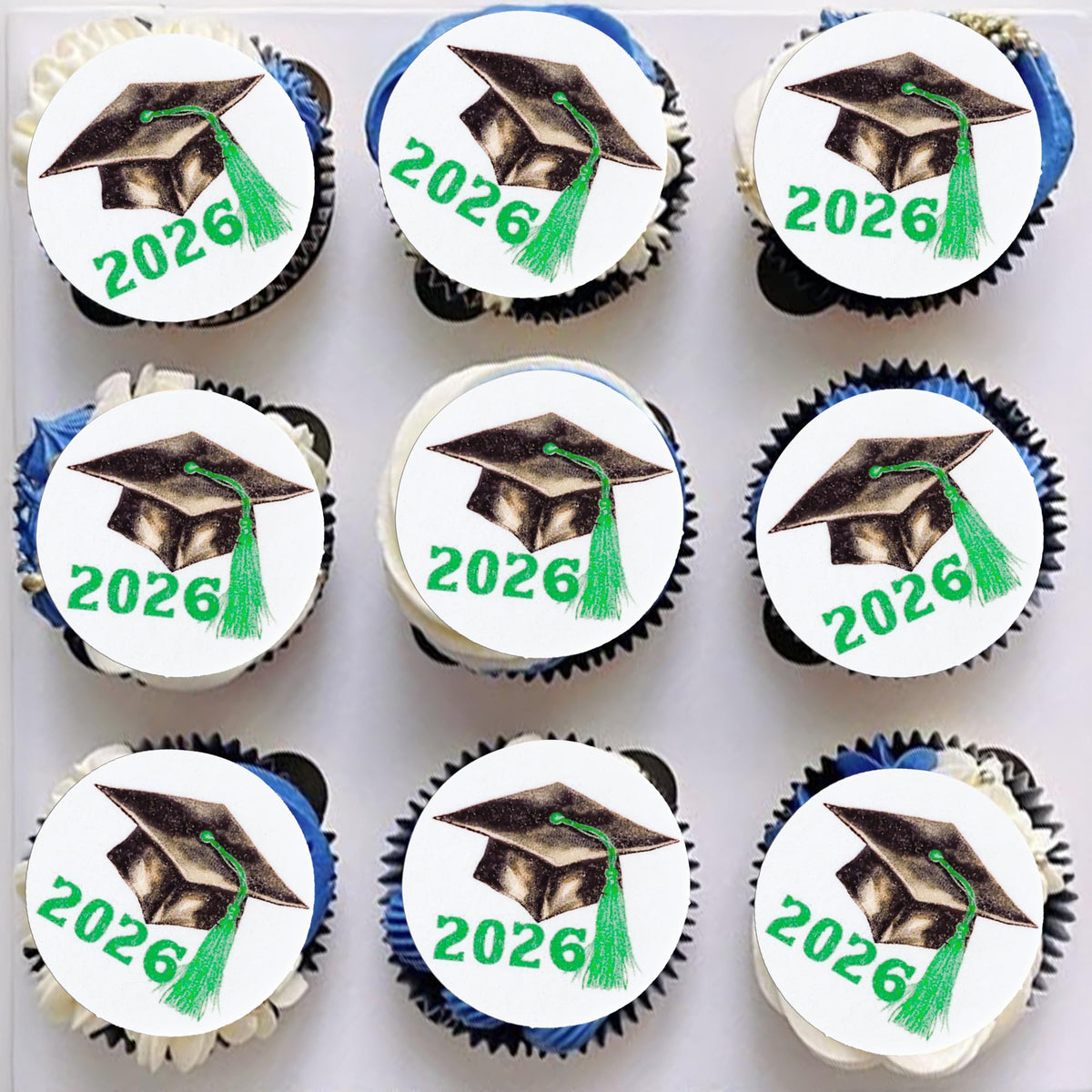 Gyufise 48Pcs Edible 2026 Graduation Cap Cupcake Toppers Wafer Paper Class of 2026 Grad Cap Cupcake Picks for 2026 Graduation Theme Party Cake Decorations Supplies Red