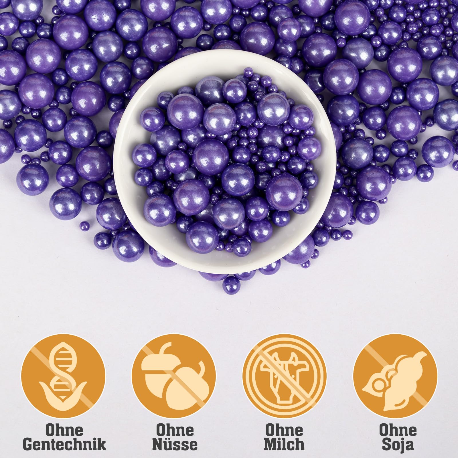 Twisweet Purple Sprinkles, Edible Purple Pearls for Cake Decorating, Sugar Sprinkles for Baking, Mix Size Candy Pearls, Cake Topper Ice Cream Cupcake Cookie Toppings Dessert Decorations, Wedding Birthday Halloween Supplies (130g/4.58oz)