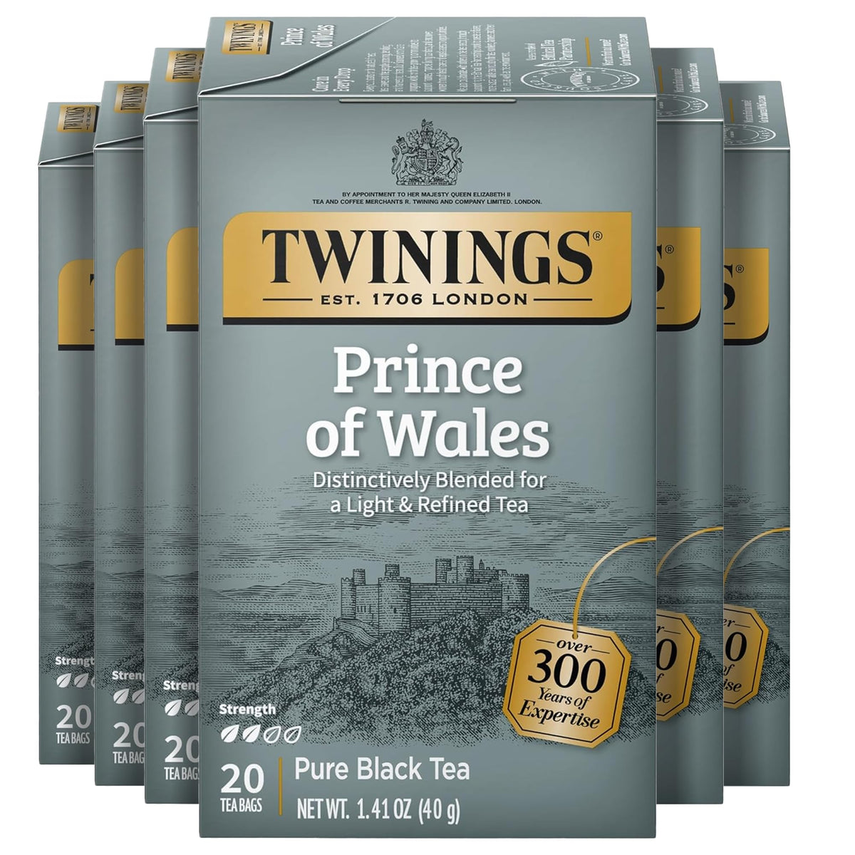 Twinings English Breakfast Black Tea Individually Wrapped Bags, 20 Count (Pack of 6), Flavourful, Robust, Caffeinated, Enjoy Hot or Iced, 120 Teabags