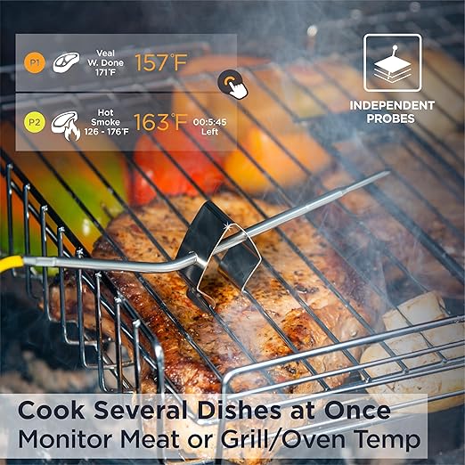Deiss PRO Bluetooth Meat Thermometer Wireless – Digital Cooking Thermometer with 2 Probes, Oven Thermometer for Smoker Grill BBQ, Wireless Meat Thermometer for Grilling, Kitchen Food