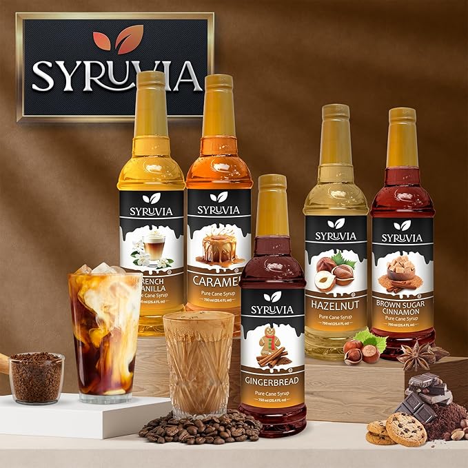 Syruvia Chocolate Chip Cookie Dough & Blue Curacao Syrup - 25.4 fl oz. Premium Coffee Flavoring Syrup. Kosher, and Gluten-Free. Ideal for Enhancing Drinks, Sodas, Shakes, Desserts, and More.