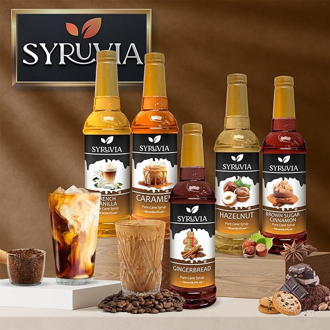 Syruvia Coconut Coffee Syrup – 25.4 fl oz – Syrup for Coffee, Lattes, Shakes, Smoothies, Desserts – 100% Vegan, Gluten Free, Kosher (Pack of 2)
