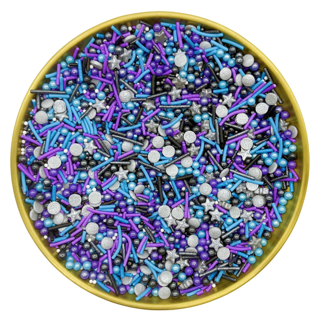 Dynastang Black & Silver & Blue & Purple Sprinkles Mixed Style Edible Cake Decorations Cupcake Toppers Cookie Perfect for Cakes, Cupcakes, Desserts Toppings 3OZ