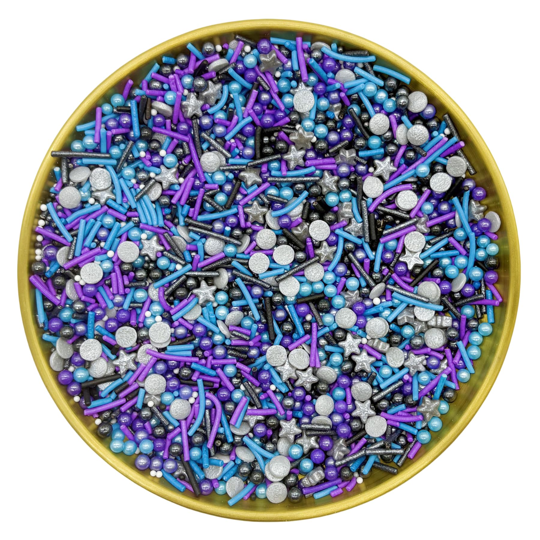 Dynastang Black & Silver & Blue & Purple Sprinkles Mixed Style Edible Cake Decorations Cupcake Toppers Cookie Perfect for Cakes, Cupcakes, Desserts Toppings 3OZ