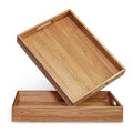 Acacia Wood Serving Tray with Handles (17 Inches) – Decorative Serving Trays Platter for Breakfast in Bed, Lunch, Dinner, Appetizers, Patio, Ottoman, Coffee Table, BBQ, Party –Great for Lap &Couch