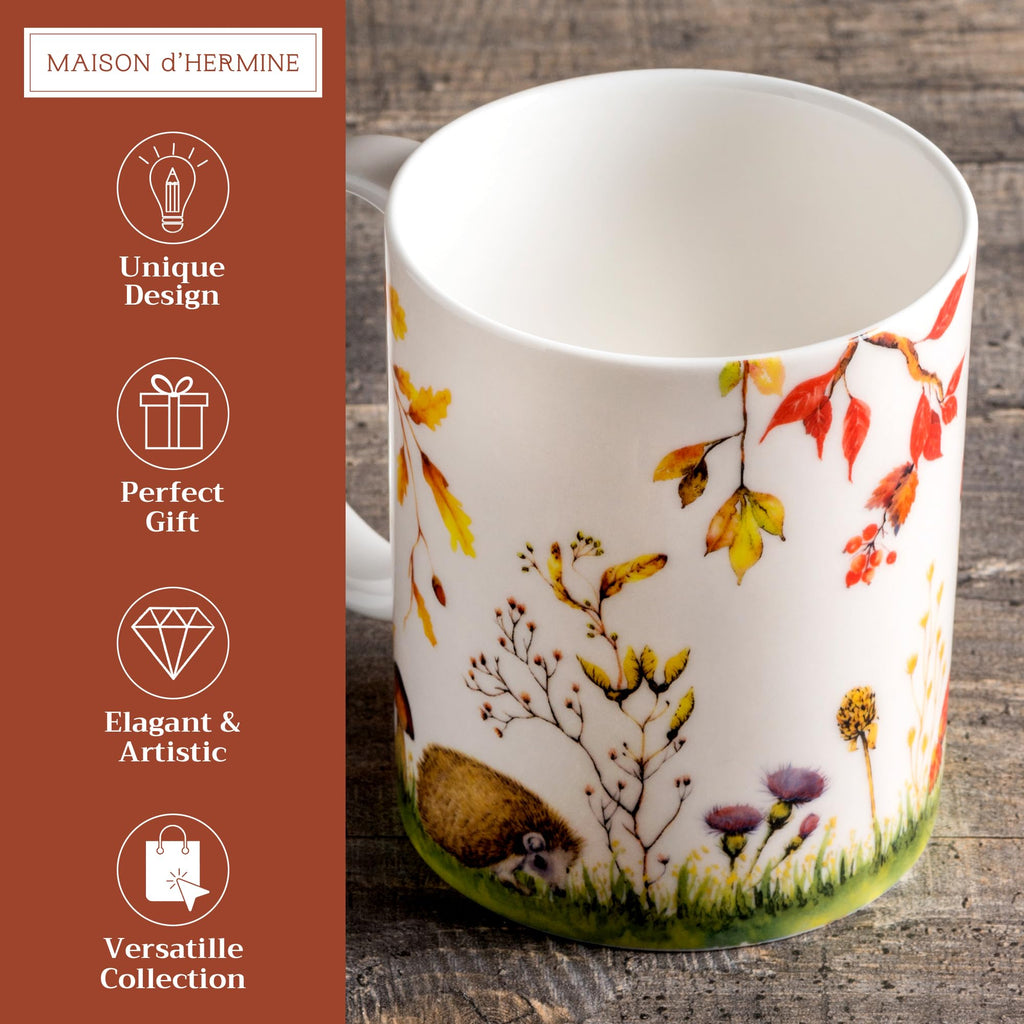 Maison d' Hermine Coffee Mug with Handles Tea Cups (12 Ounce, Pack of 1)