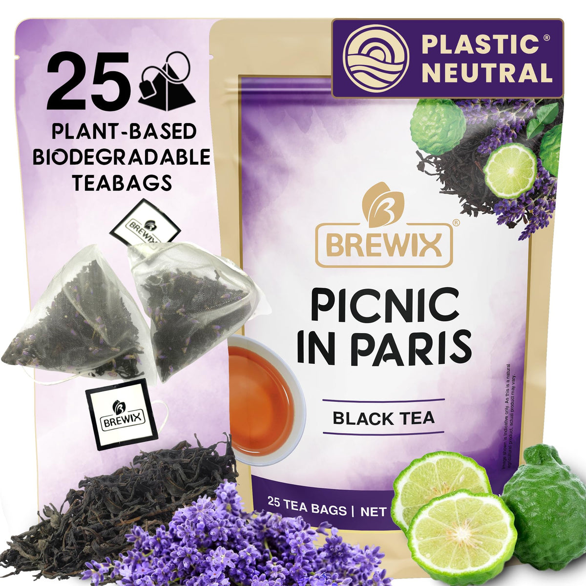 BREWIX, Earl Grey Black Tea Bags (50 Pyramid Bags) Bold & Aromatic Tea with Bergamot | Gluten Free, Energizing & Caffeinated | Sugar-Free, High Caffeine | Gourmet Tea