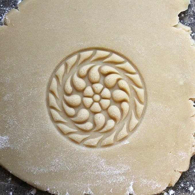 Wood Cookie Stamp, 2.5 Inch (Floral Spiral CS-043)