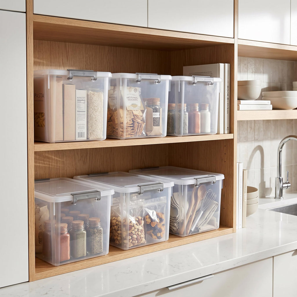 Citylife 6 Packs 32 QT Plastic Storage Bins with Lids Large Stackable Storage Containers for Organizing Clear Storage Box for Garage, Closet, Kitchen