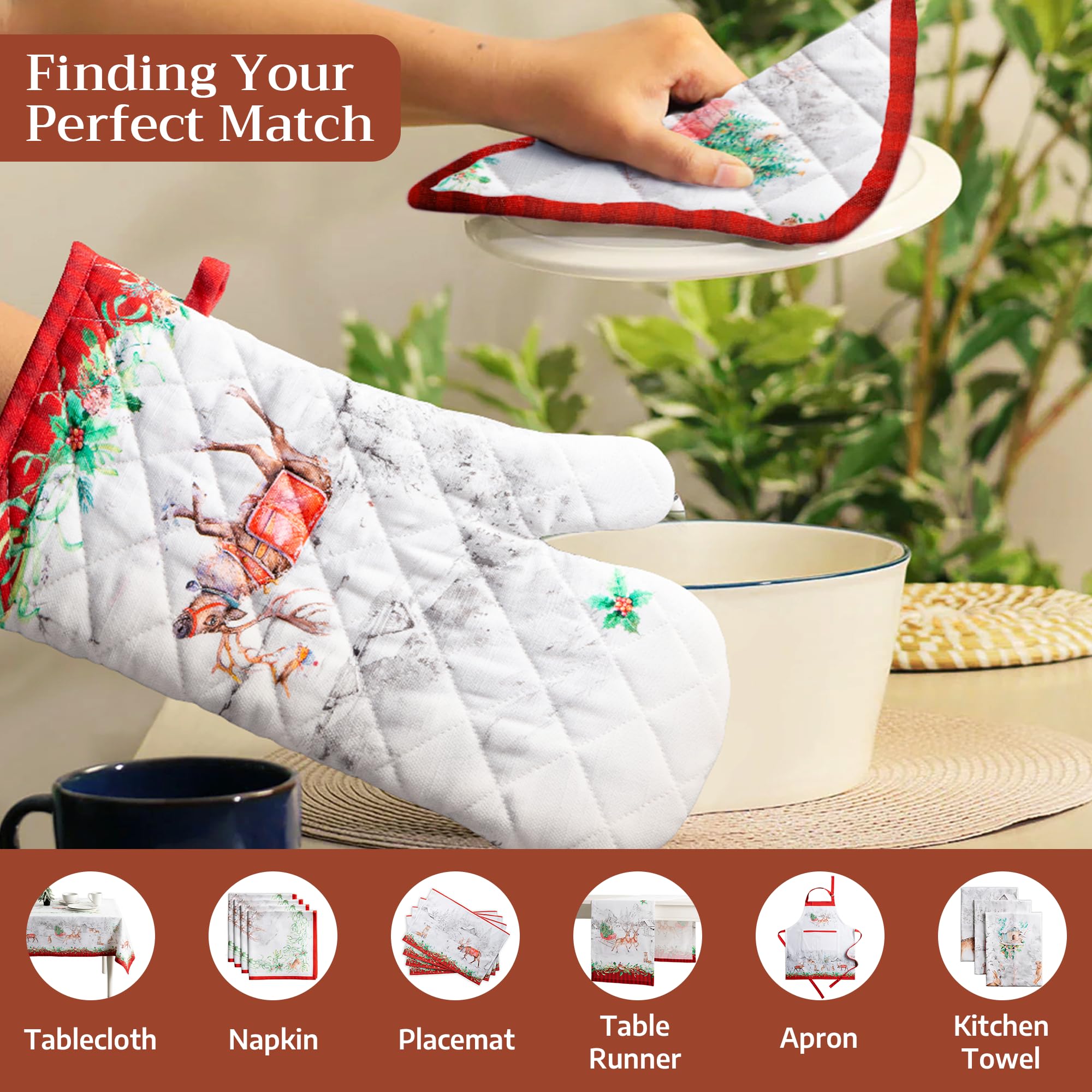 Maison d'Hermine Oven Gloves 100% Cotton Oven Mitt (7" x 13", Pack of 1)