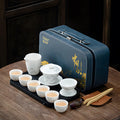 ICHAG 14-Piece Chinese Gongfu Tea Set, Yangzhi Jade Porcelain Gaiwan Tea Set with Anti-Mold Resin Tray & Color-Changing Tea Pet, Portable Travel Kit for Home, Office, Camping, Gift for Tea Lovers