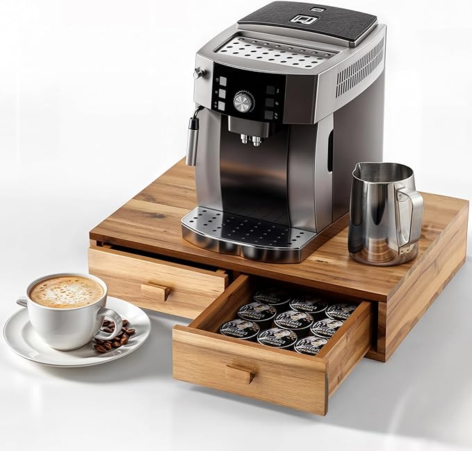 TINAMO Acacia Wood Coffee Pod Storage Drawer for K-cup Holder