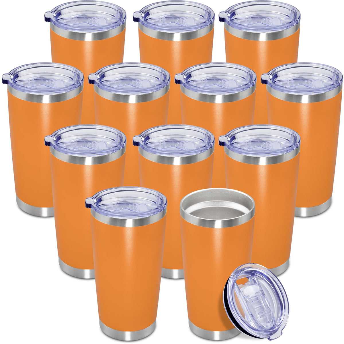 20oz Tumbler Insulated Coffee Tumblers with Lid Stainless Steel Black 8P