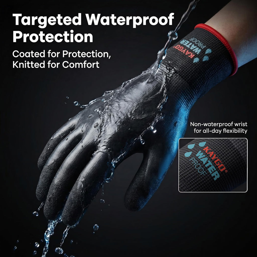KAYGO Winter Work Gloves, Non-Slip Thermal Latex Coated