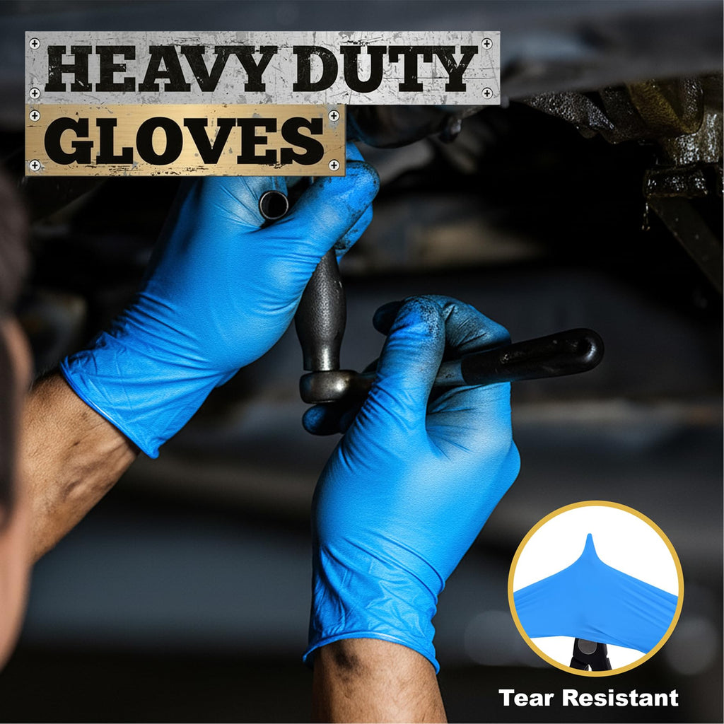 TitanFlex Heavy-Duty Blue Disposable Nitrile Gloves, Medium, Case of 1000, 6-mil, Fully Textured, Powder-Free, Latex-Free